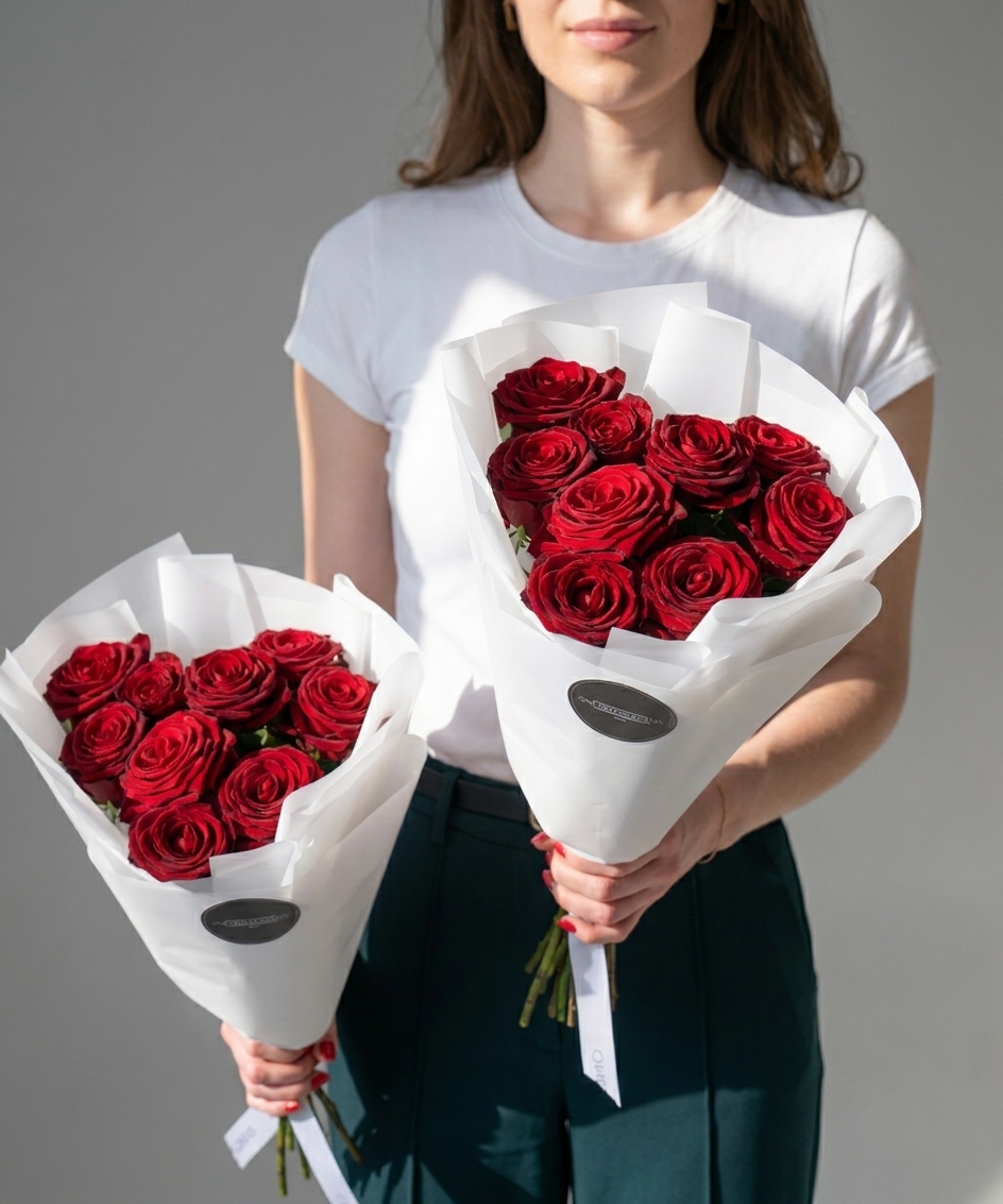 Букет из 9 "Рэд Наоми" White 40 см