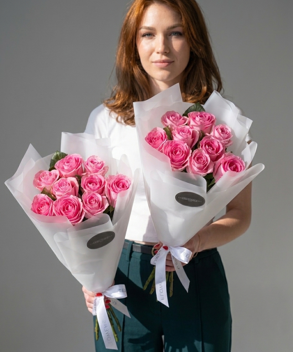 Букет из 9 "Ревиваль" Mate - Розы 40 см