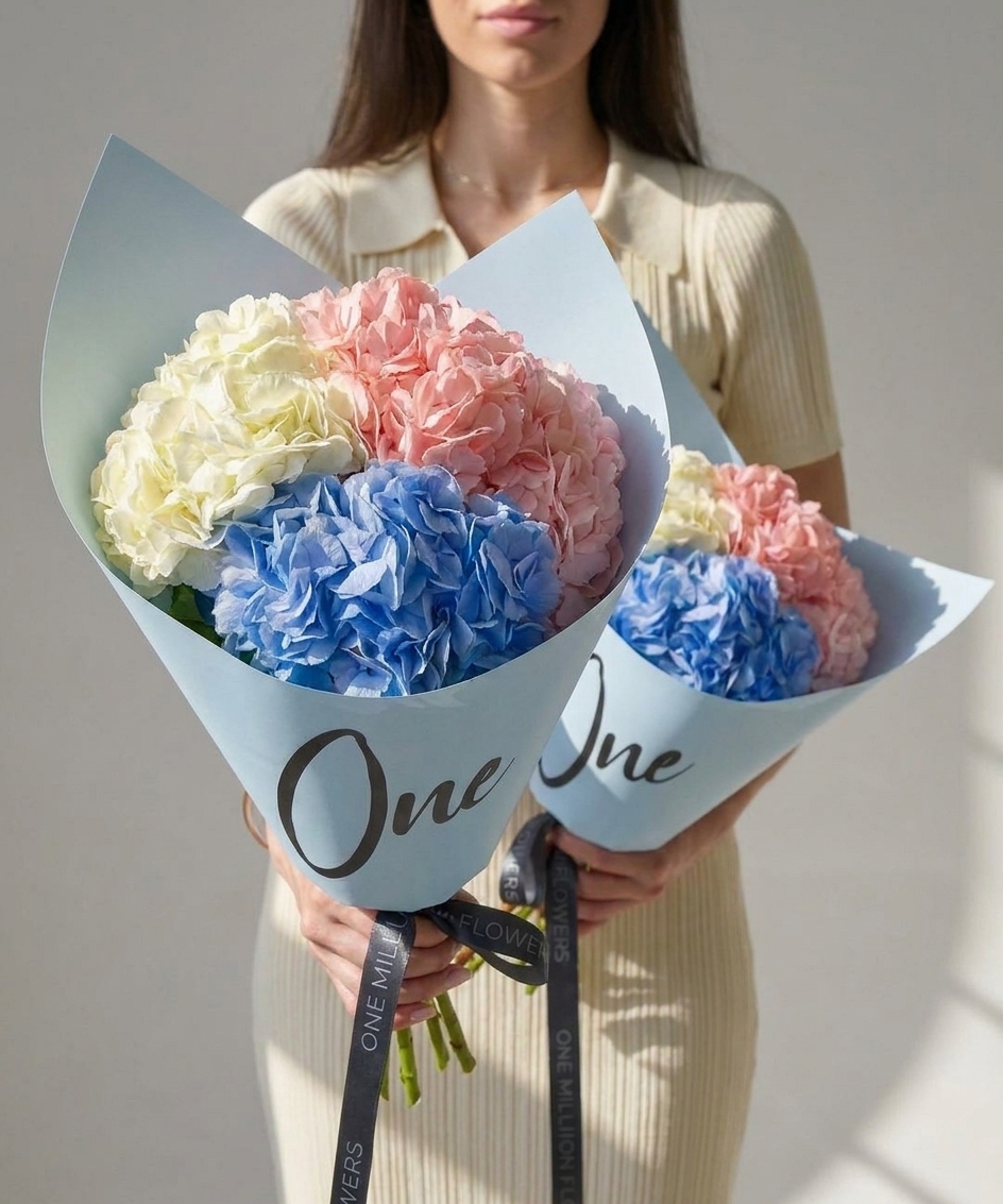 Букет из 3 гортензий "Норд Верона" Grey