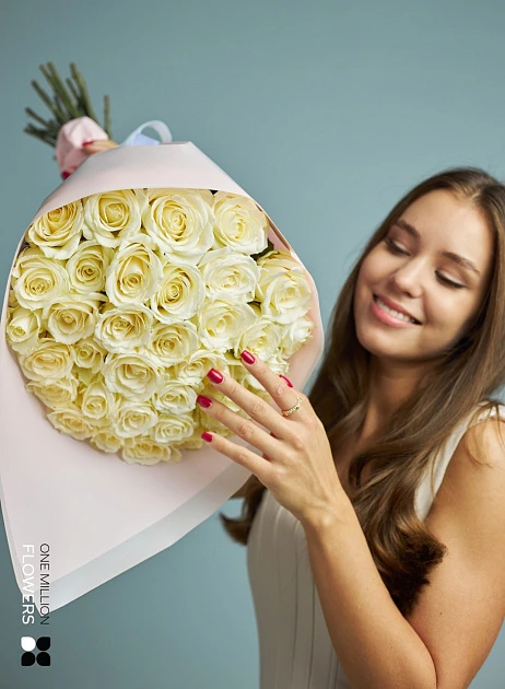 Букет из 35 "Аваланш" Pink - Розы 40 см.